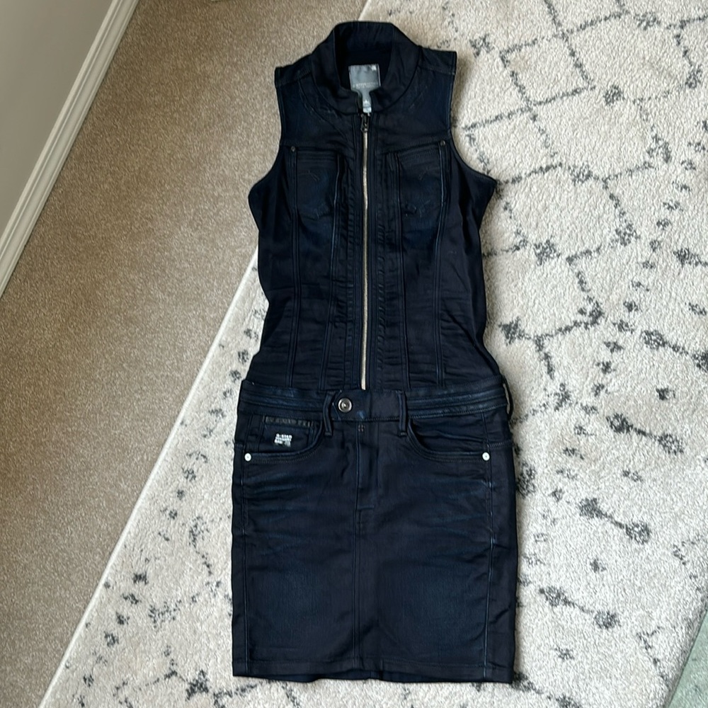 G-STAR Denim Blue Sleeveless Jean Dress. Size S